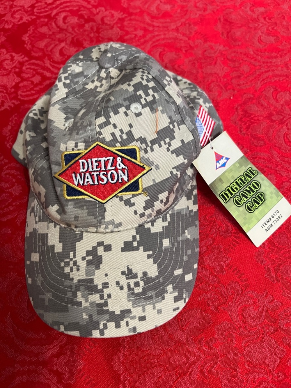 Dietz & Watson Digital Camo Baseball Cap Gray Adjustable Strapback Hat NWT
